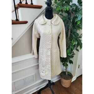 Paparazzi Women's Ivory Cotton Long Sleeve Buttons Front Fitted Long Coat Size M